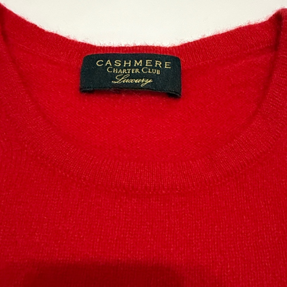 Charter Club Vibrant Red Crewneck Cashmere Sweater S